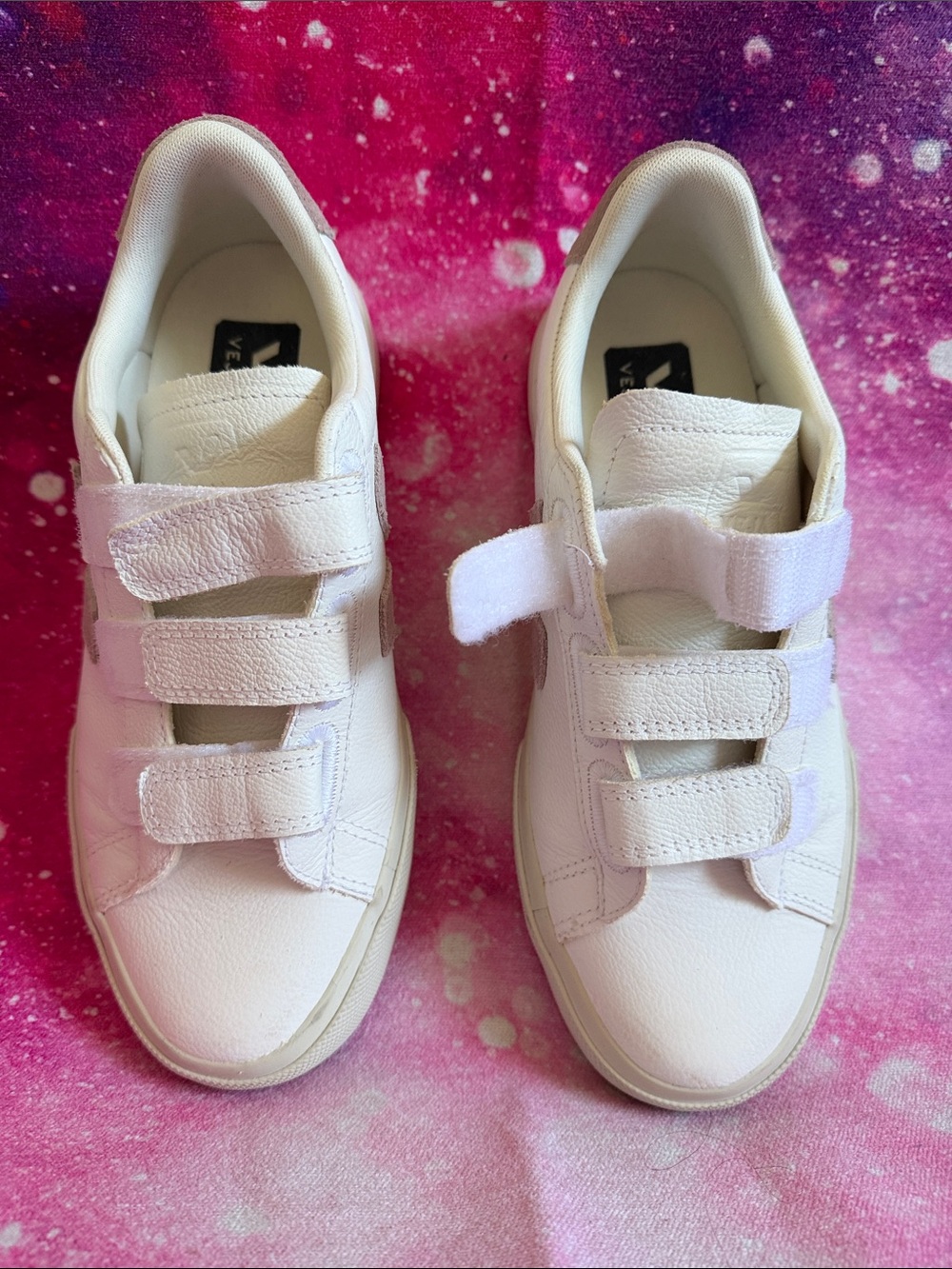 White Velcro Strap Sneakers